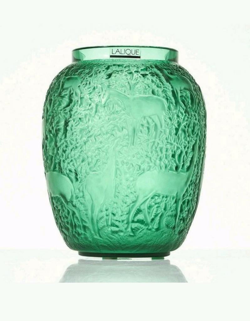 Lalique Biches Vaas - Groen Kristal, Ophalen of Verzenden