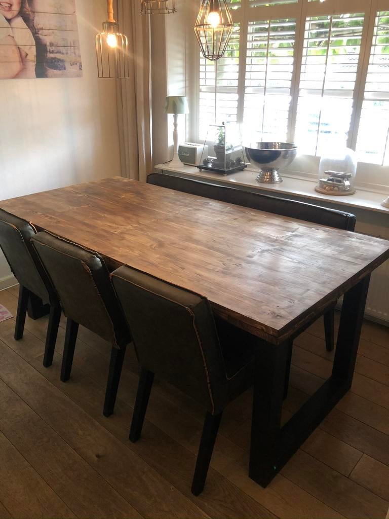 Eettafel met eettafel be pure home bank en 3 stoelen, Huis en Inrichting, Overige houtsoorten, 200 cm of meer, Zo goed als nieuw