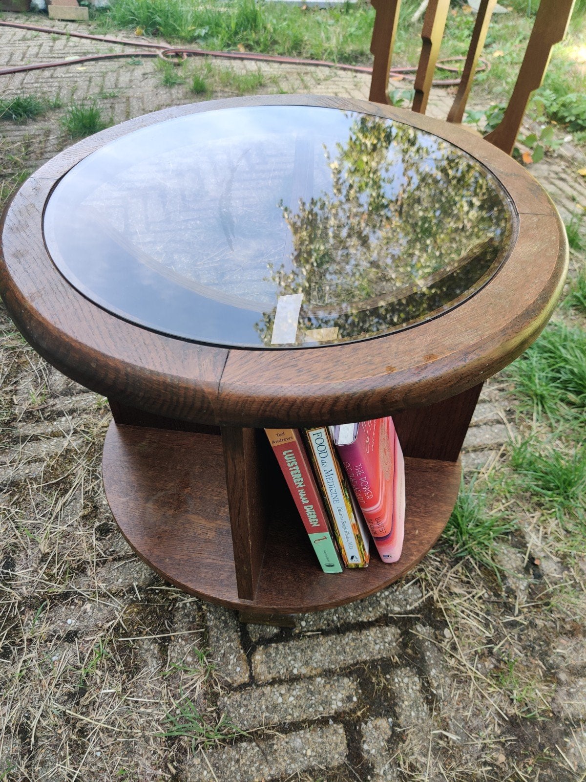 vintage draaibaar tafel bijzettafel, Ophalen, Rond, Minder dan 55 cm