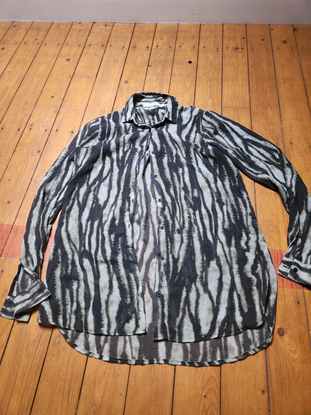 Costes Rebel Zebra Print Blouse - XS, licht doorschijnend, Zwart, Ophalen of Verzenden, Zo goed als nieuw, Lange mouw