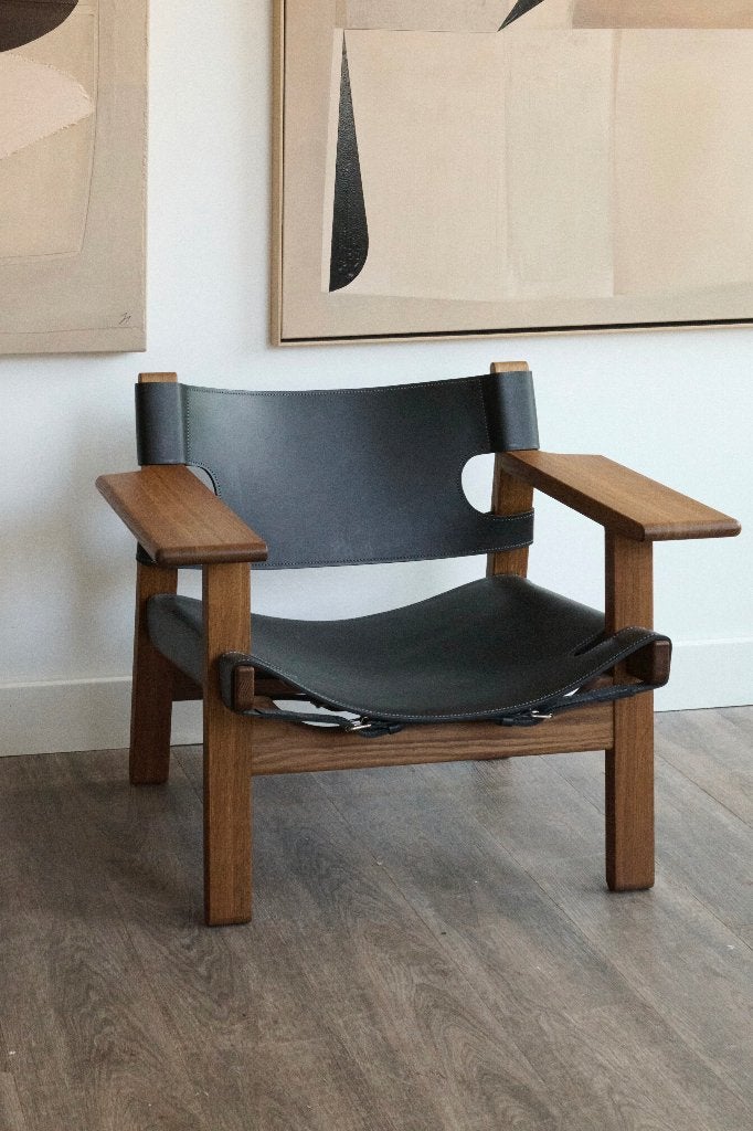 The Spanish chair van Fredericia, Smoked oak/black leather, Ophalen, Minder dan 75 cm, 75 tot 100 cm, Leer