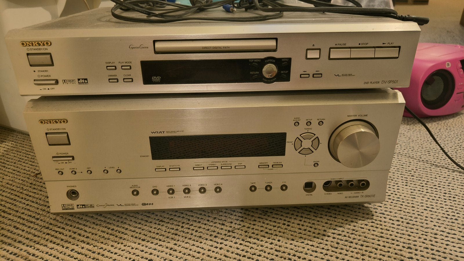 Onkyo AV-receiver TX-SR602E en DVD speler DVSP 501, Ophalen, Gebruikt, 120 watt of meer, Onkyo
