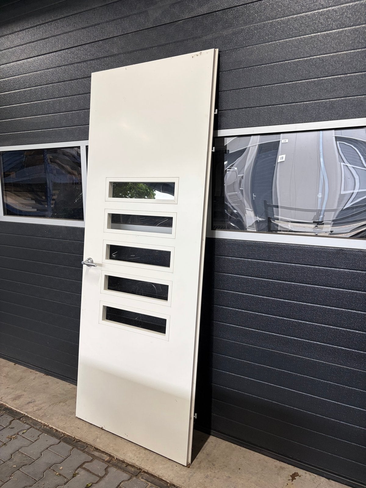Opdekdeur 880x2315 linksdraaiend met glas, Ophalen, Gebruikt, 80 tot 100 cm, 215 cm of meer
