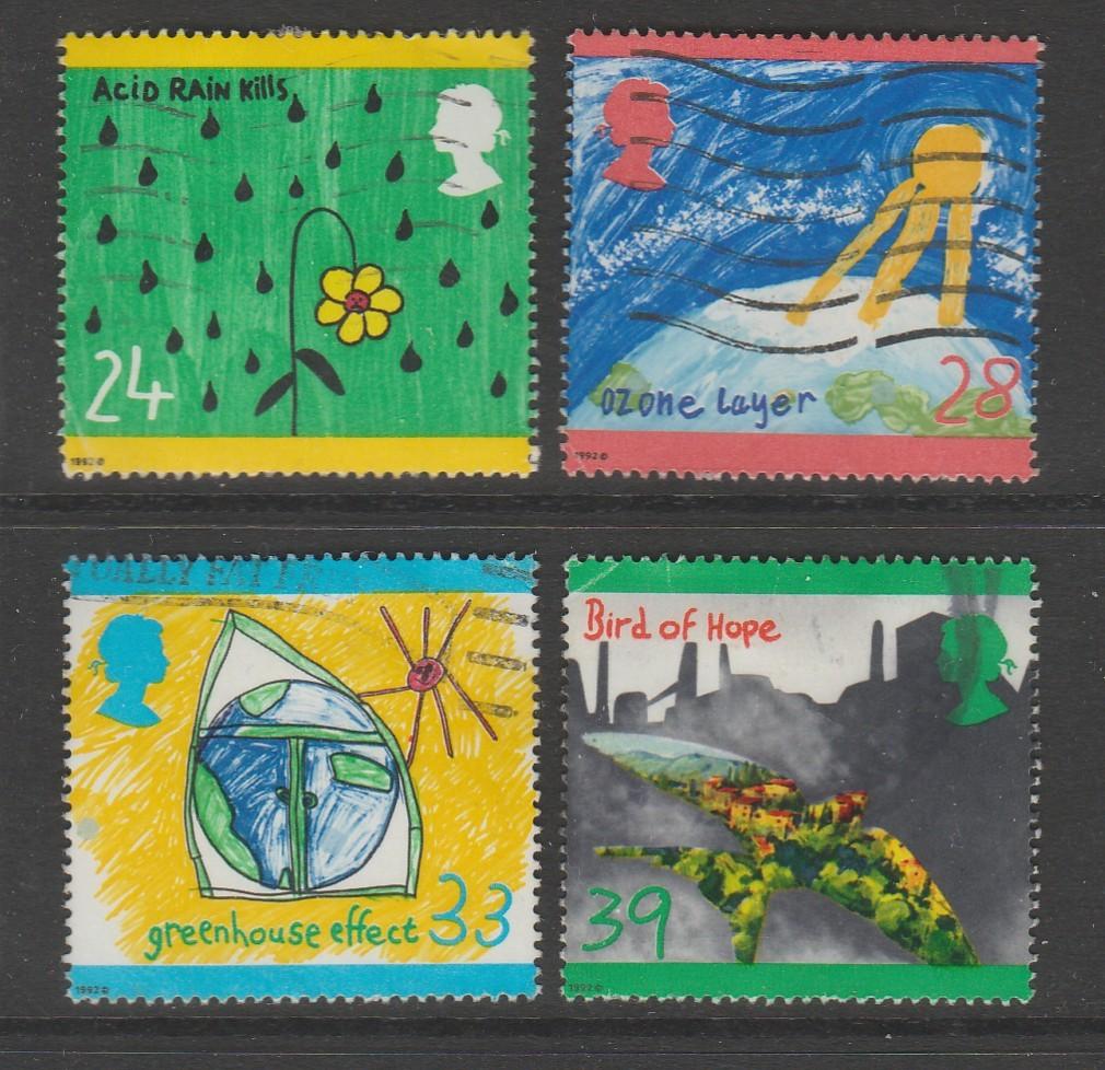 GB - Michelnr 1414-1417 - natuurbescherming kindertekeningen, Verzenden, Gestempeld
