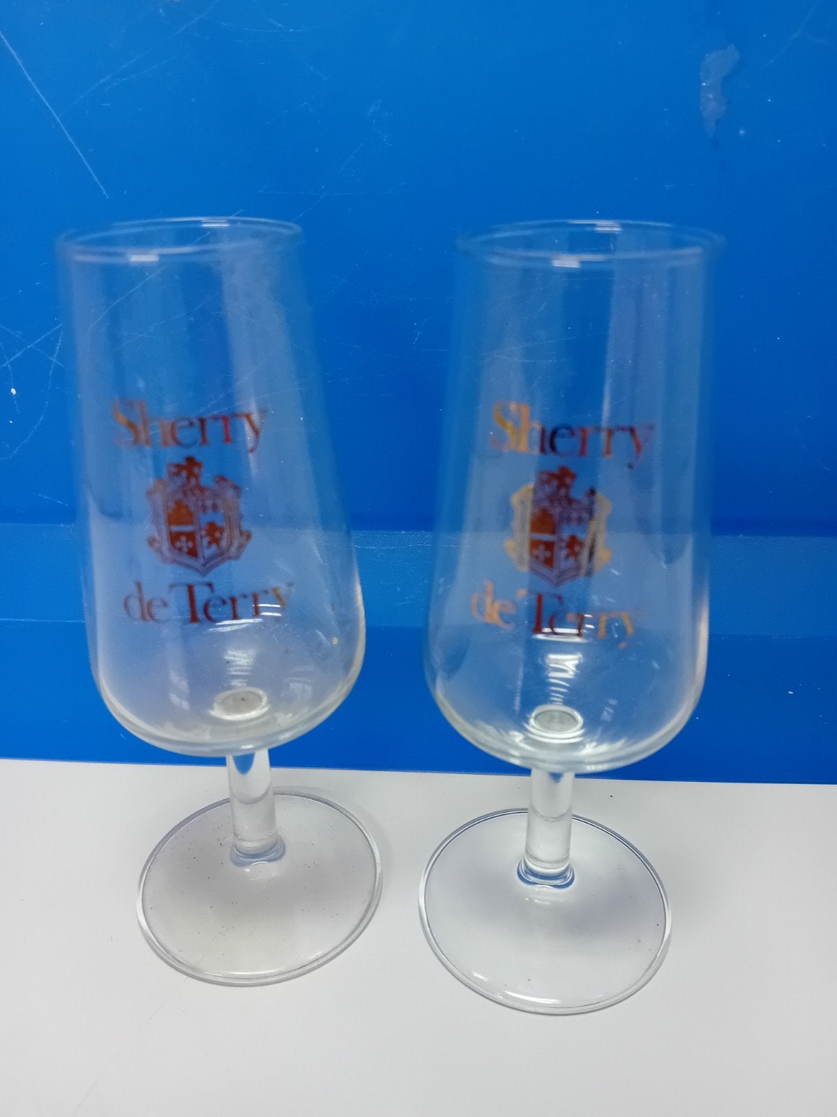 2 Sherryglazen met tekst Sherry de Terry., Ophalen of Verzenden, Overige typen