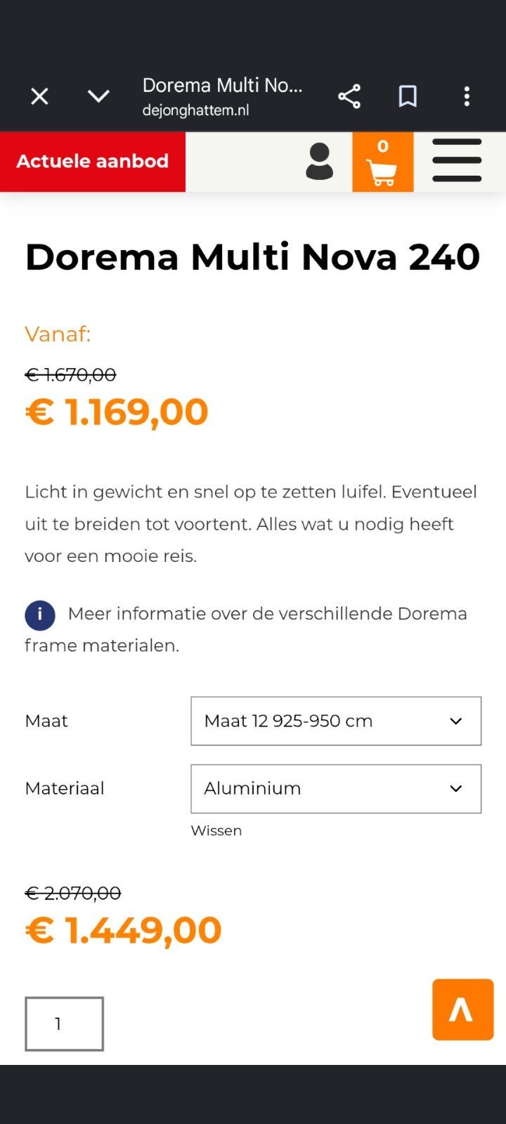Dorema voortent, Ophalen