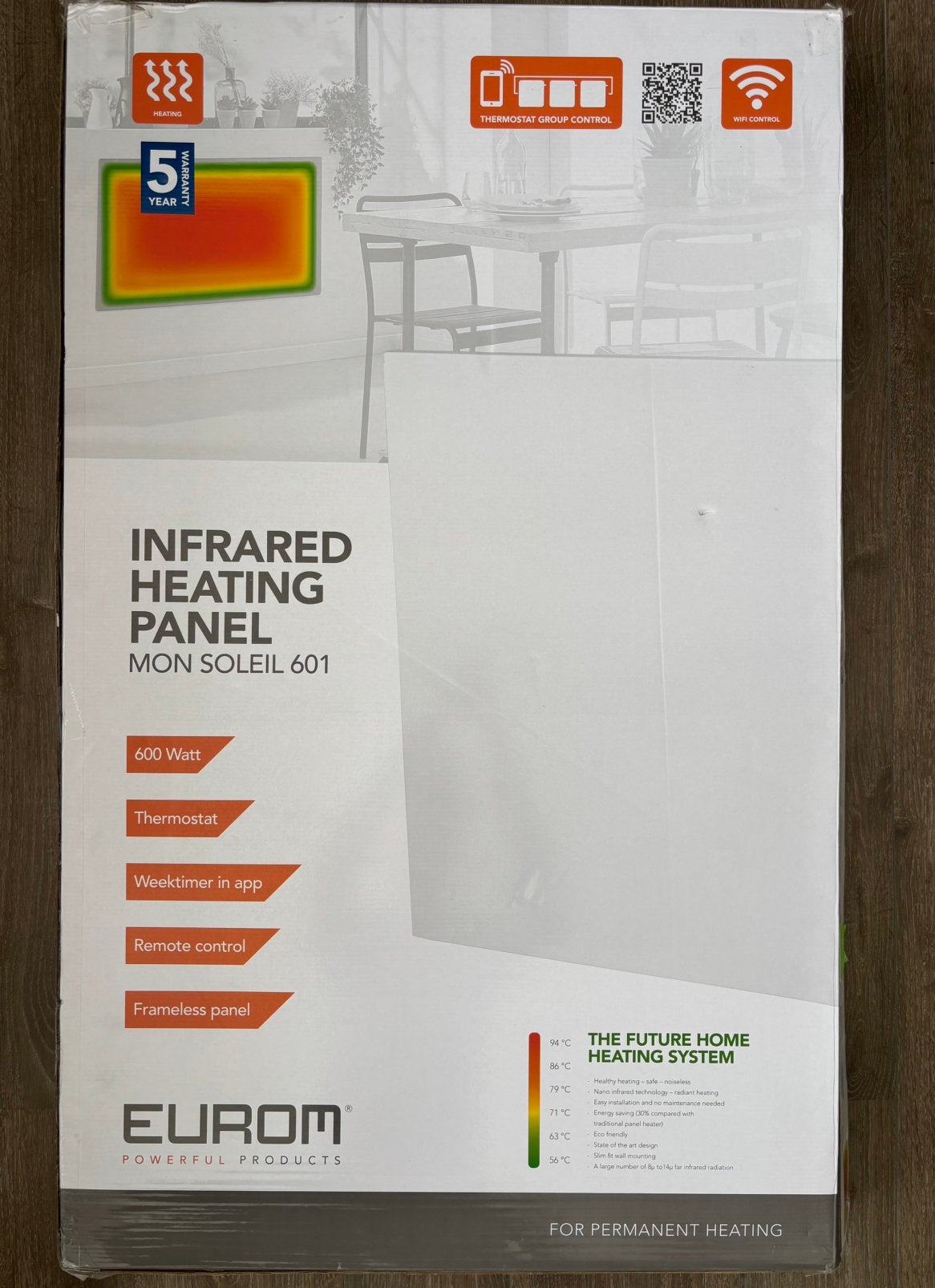 Eurom Mon Soleil 601 wifi - infrarood verwarming, Ophalen, 30 tot 80 cm, Overige typen, 60 tot 150 cm