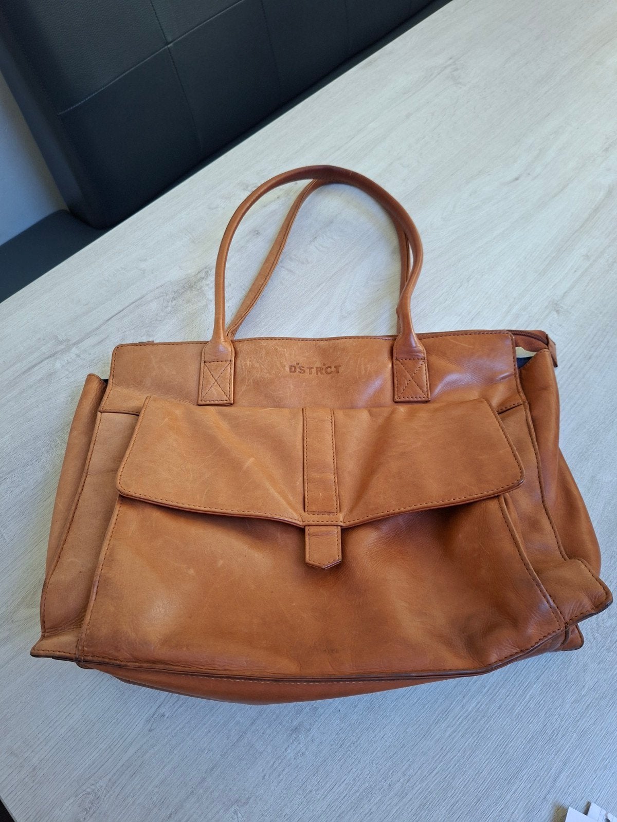 DSTRCT Leren Handtas/Shopper - Cognac, Ophalen, Gebruikt, Bruin, Handtas