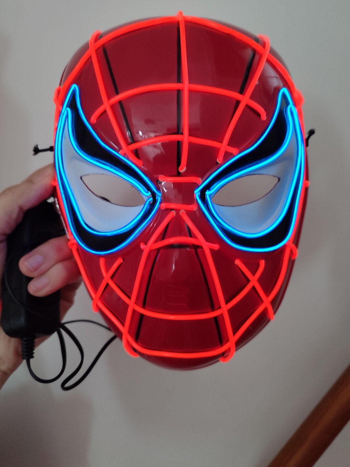 Spiderman masker met licht, Ophalen of Verzenden, Halloween of Griezel