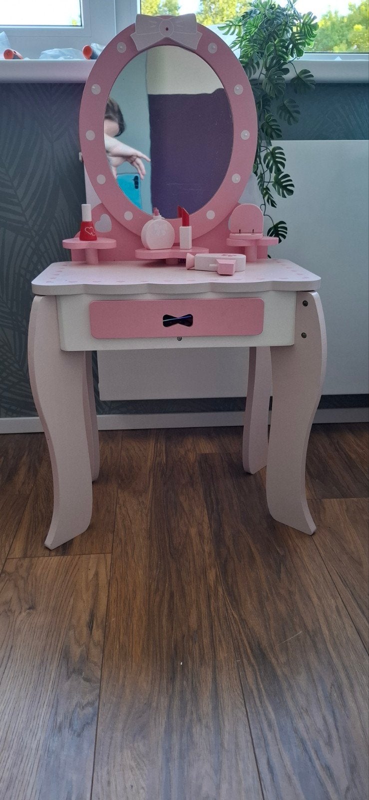 Roze houten kaptafel met accessoires voor kinderen, Ophalen, Gebruikt