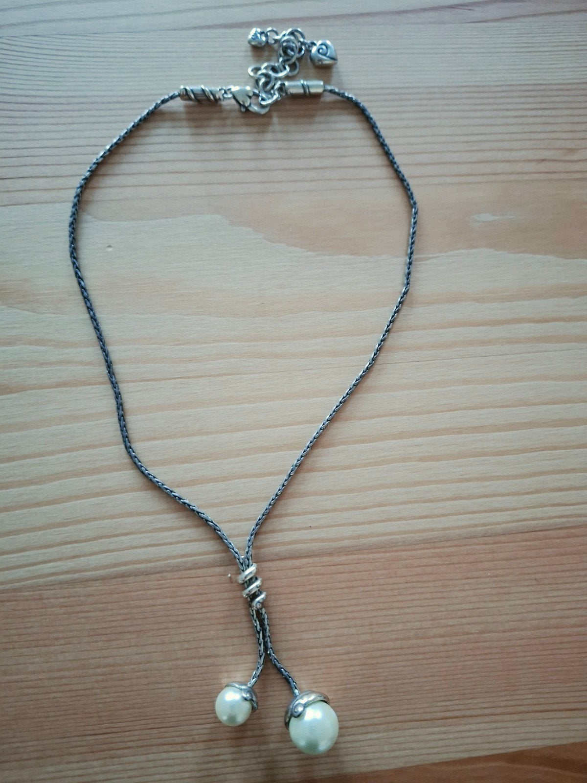 Ketting met parels zilver kleur, Sieraden, Tassen en Uiterlijk, Kettingen, Met hanger, Overige materialen, Gebruikt, Verzenden