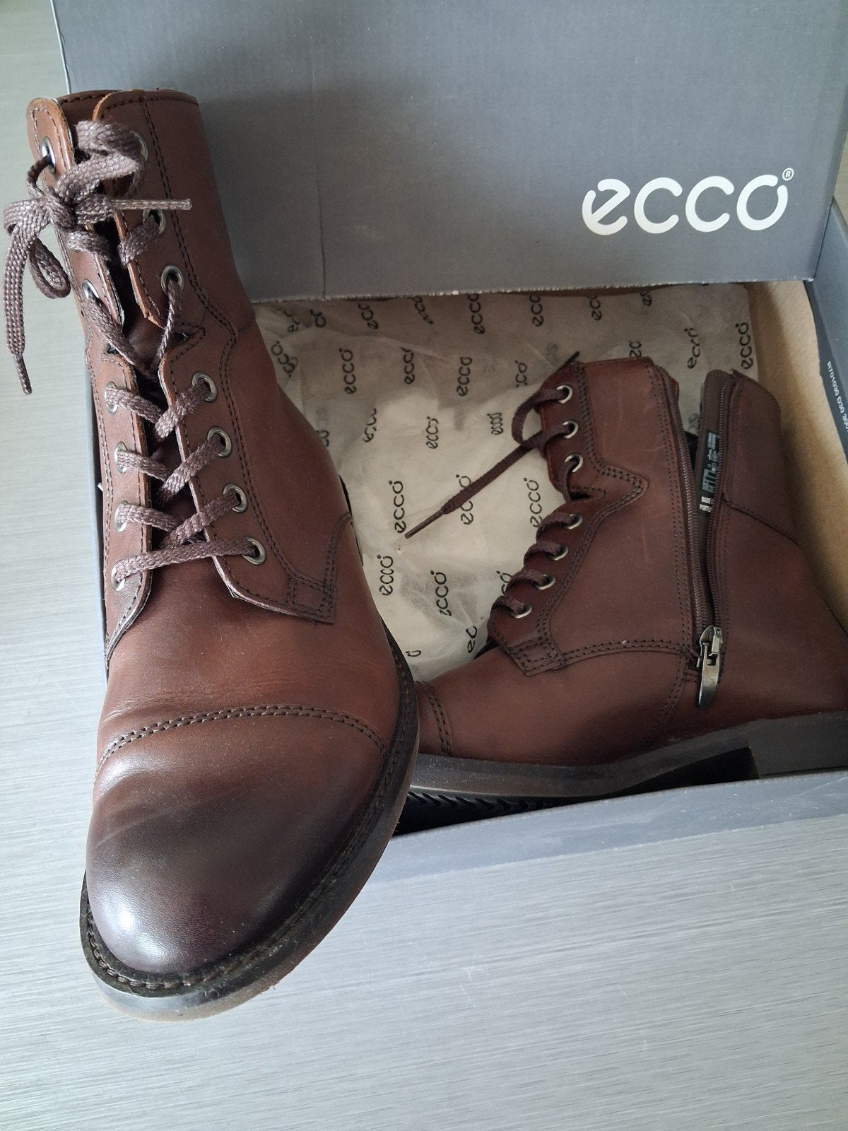 Ecco leren veterlaarzen maat 38, Ecco, Bruin, Lage of Enkellaarzen, Ophalen of Verzenden