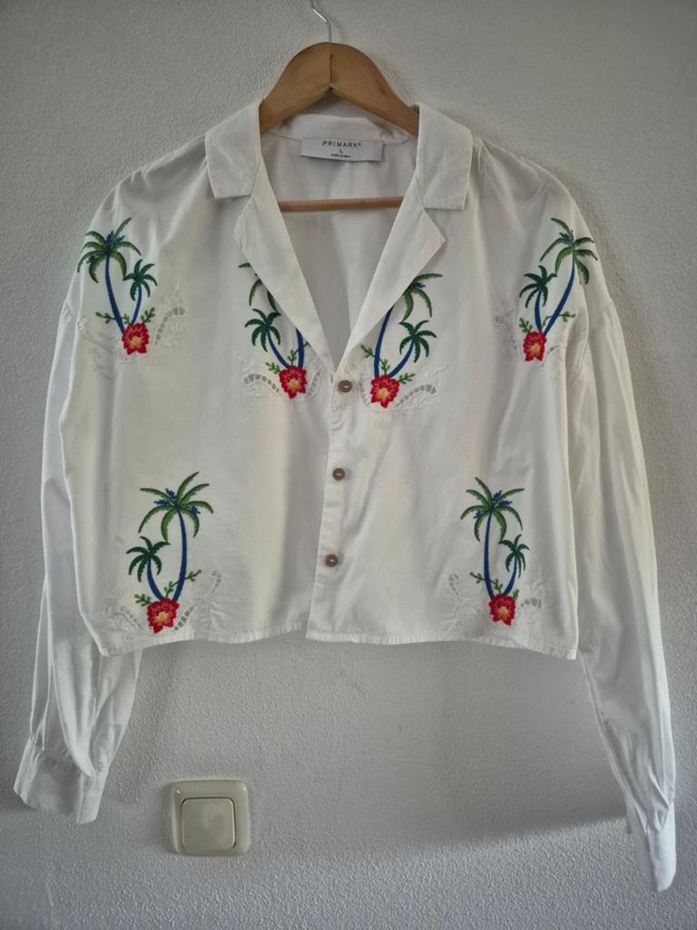 Heel lief broderie blousje wit palmbomen L, Verzenden, Nieuw, Maat 42/44 (L), Wit