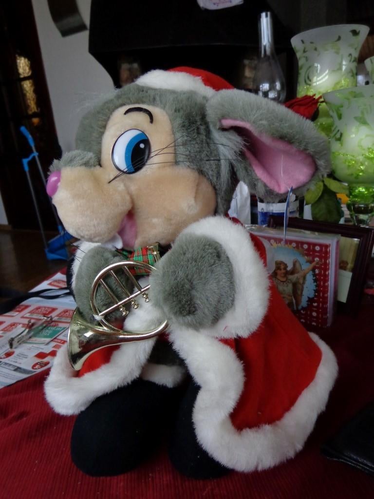 Knuffel Fievel Mousekewitz als Kerstman, jaren 80/90, Ophalen, Zo goed als nieuw, Muis, Middelgroot (20 tot 80 cm)