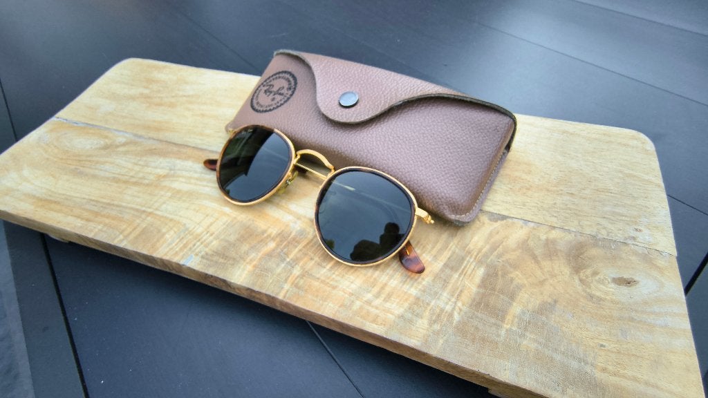 Vintage Ray-Ban Bausch & Lomb USA Round metal W1675 YOAW, Ophalen of Verzenden, Zo goed als nieuw, Overige kleuren, Ray-Ban