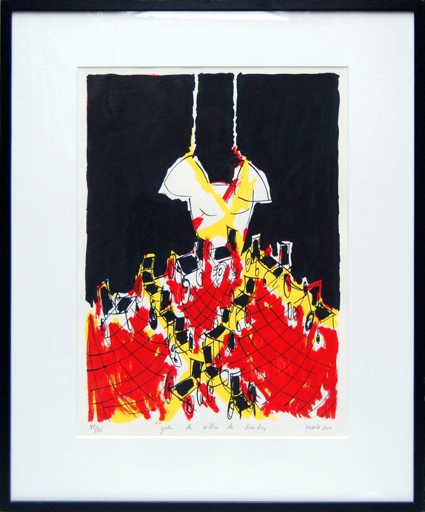 Zeefdruk Luis Penín - Gala de Sillas de Ruedas, Antiek en Kunst, Ophalen, Gelimiteerde oplage, Portret en Figuren, Zeefdruk
