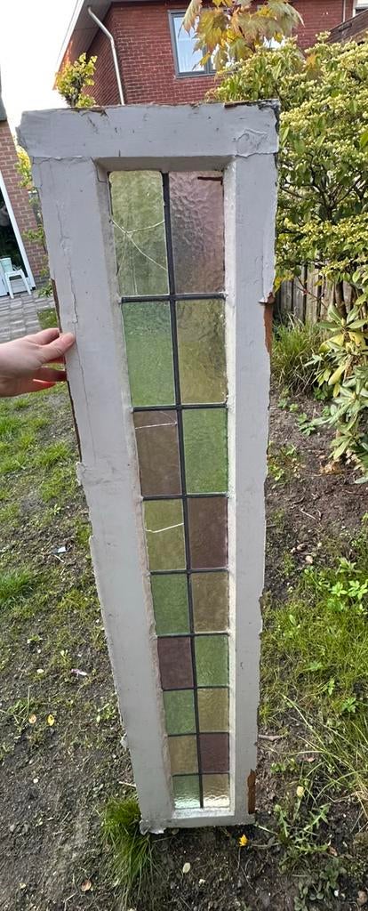 Glas in lood raam klein en groot, Doe-het-zelf en Verbouw, Glas en Ramen, Ophalen, Gevelraam of Ruit, Gebruikt, Minder dan 80 cm