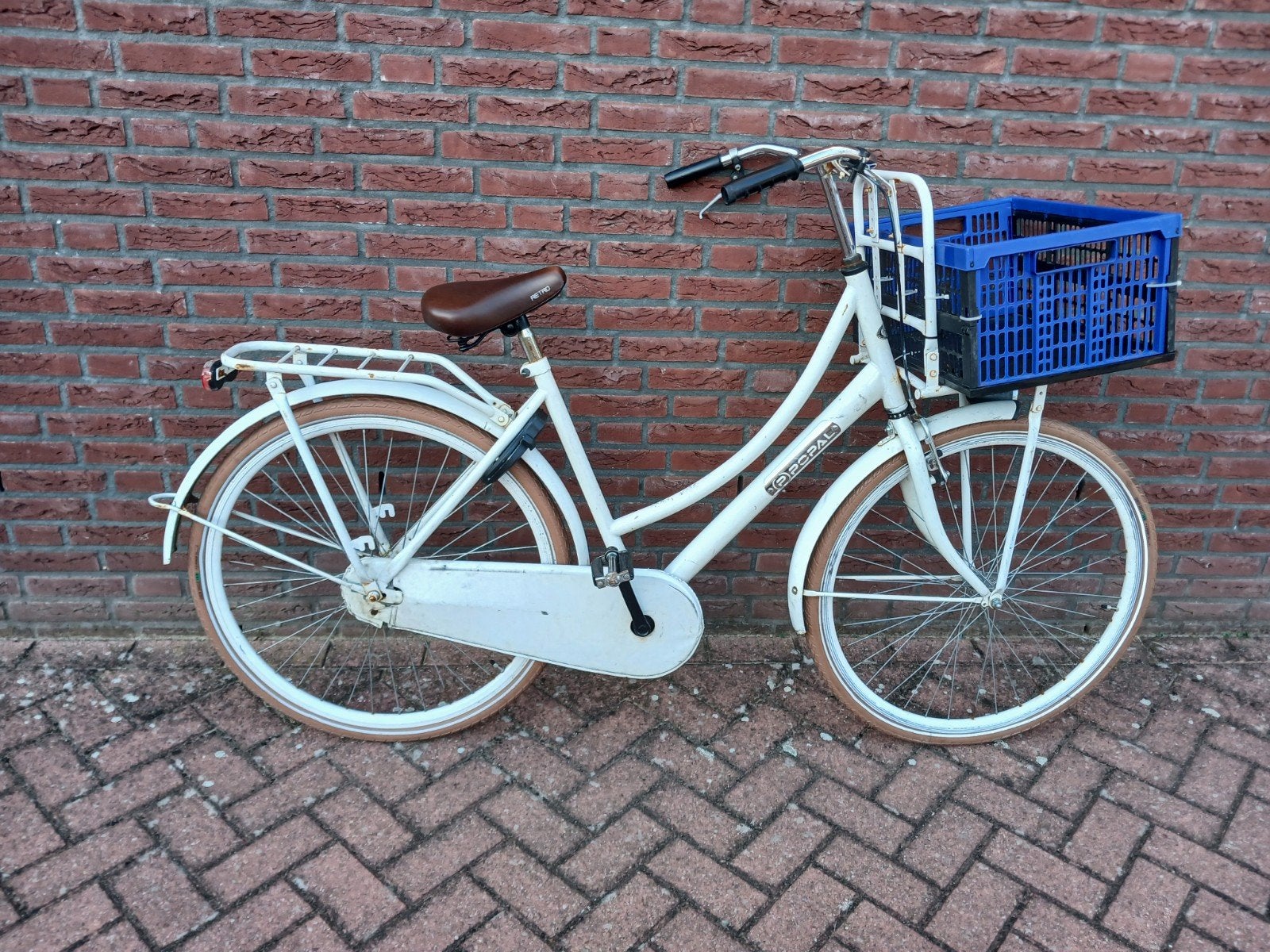 Popal damesfiets 28 inch nieuwe banden & nieuw zadel – krat, Terugtraprem, Ophalen, Overige merken, 53 tot 56 cm