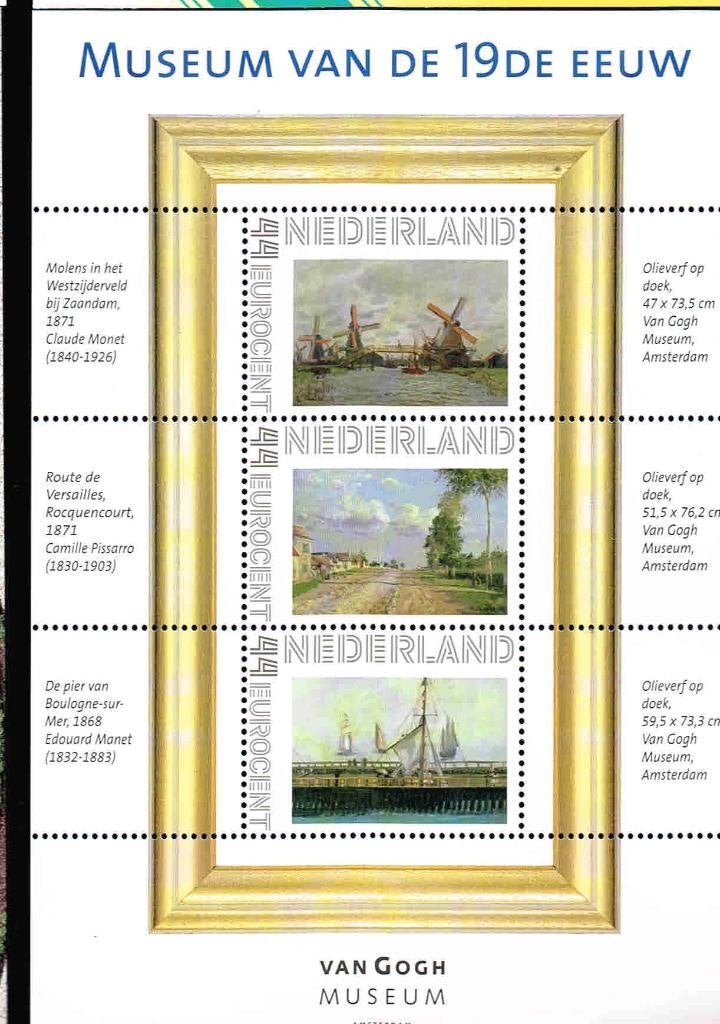 Van Gogh Museum vel 3 persoonlijke zegels 44 /17b14, Postzegels en Munten, Verzenden, Na 1940, Postfris