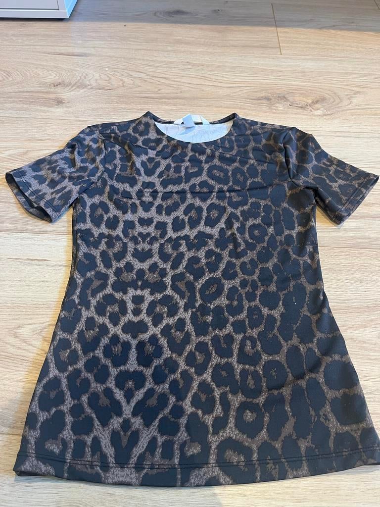 H&M Leopard Print Top met Korte Mouwen - Maat XS, Bruin, Ophalen of Verzenden, Zo goed als nieuw, Korte mouw