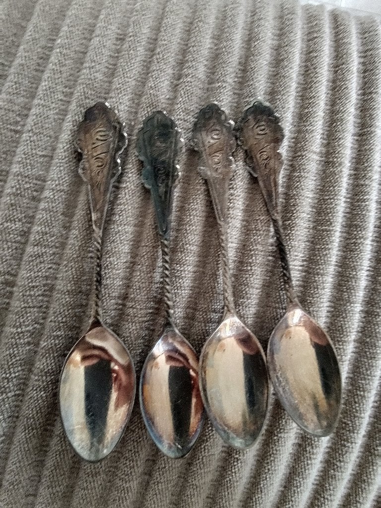 4 vintage H. Hooijkaas theelepeltjes HH90 – verzilverd, Ophalen of Verzenden, Gebruikt