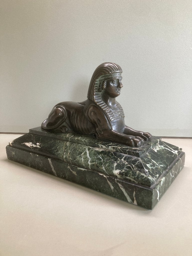 antiek bronzen Grand Tour beeld van een sphinx, Antiek en Kunst, Ophalen of Verzenden, Brons