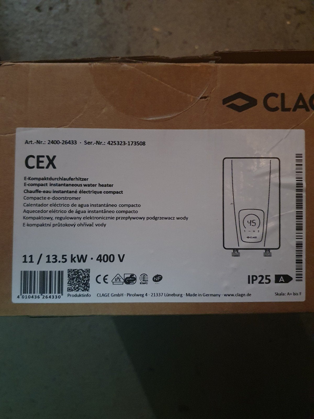 CLAGE CEX, Elektrische compacte doorstroomverwarmer, Doe-het-zelf en Verbouw, Nieuw, Minder dan 3 jaar oud, Minder dan 20 liter