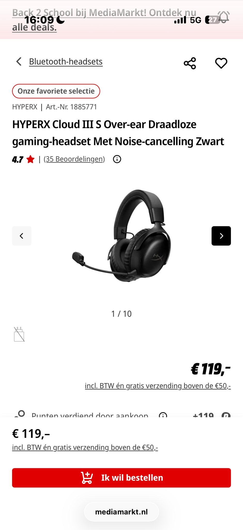 HYPERX Cloud III S Over-ear Draadloze gaming-headset Zwart, Audio, Tv en Foto, Koptelefoons, HyperX, Nieuw, Ophalen of Verzenden