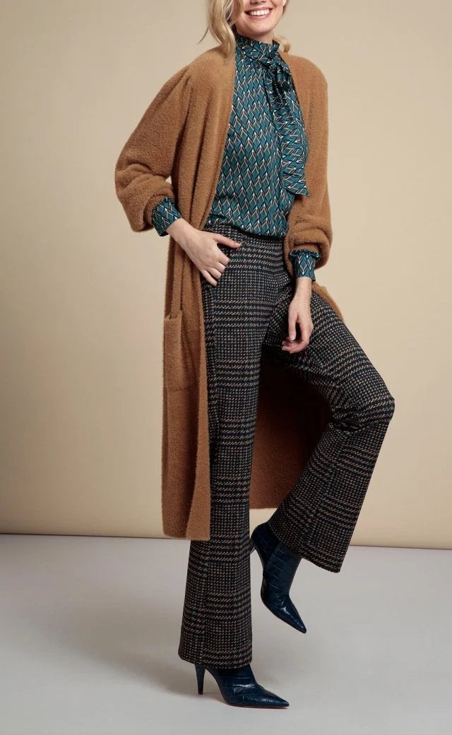 ZGAN! Mooie Studio Anneloes Flair Big Check trouser maat L!, Kleding | Dames, Broeken en Pantalons, Maat 42/44 (L), Zo goed als nieuw