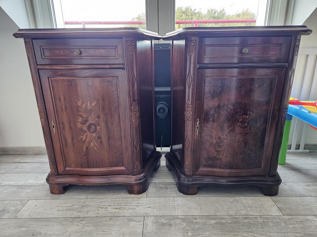 Antieke houten kastje met lade en deur, Ophalen of Verzenden