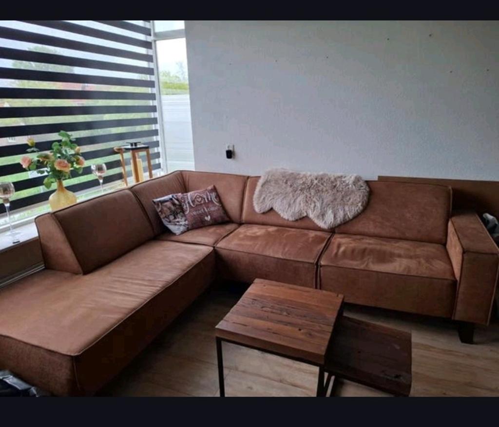 Hoekbank met stalen poten 220x270, Ophalen of Verzenden
