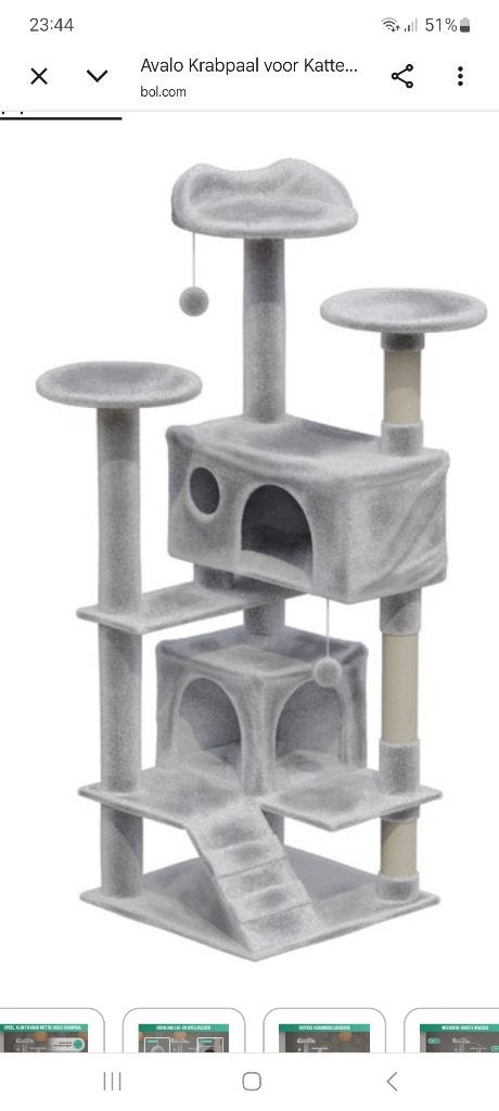 Krabpaal voor Katten - 7 Niveaus. 137x50x50 cm Lichtgrijs, Ophalen, Zo goed als nieuw, Krabpaal