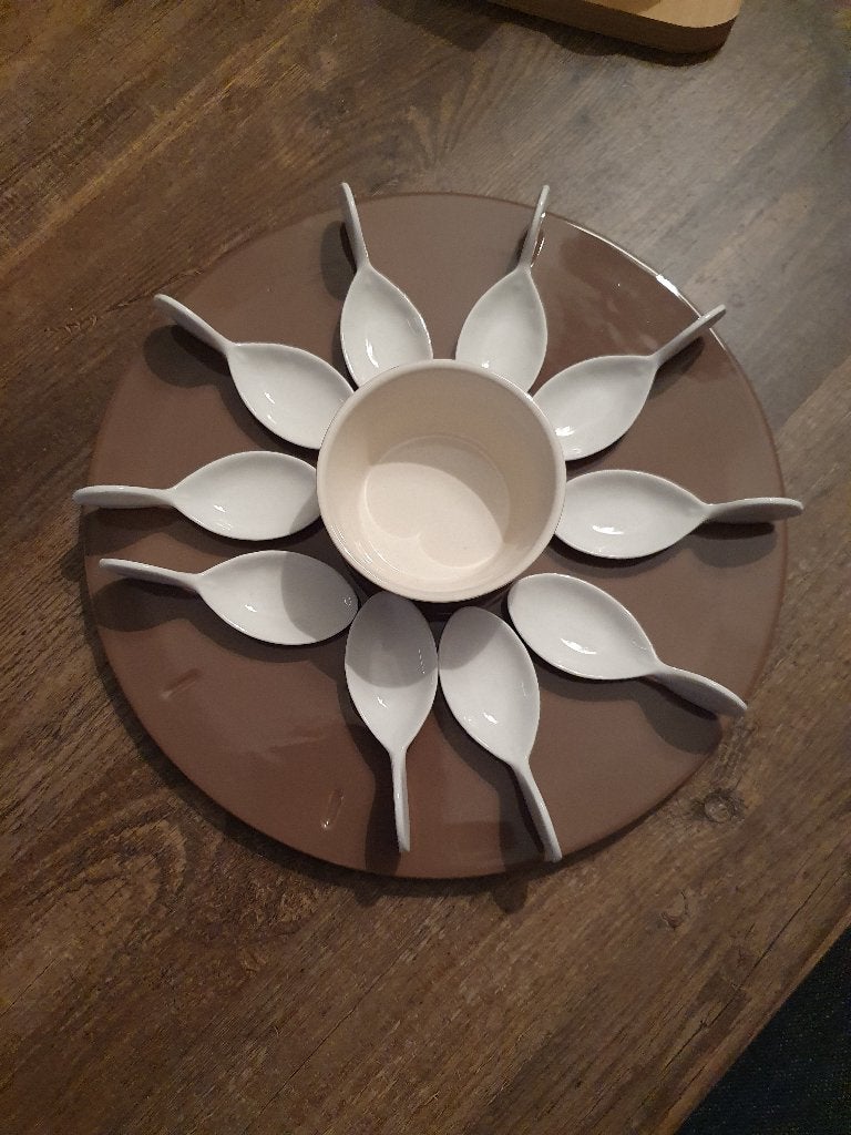 Amuse set, zo goed als nieuw, Huis en Inrichting, Keuken | Servies, Overige merken, Keramiek, Overige typen, Ophalen of Verzenden