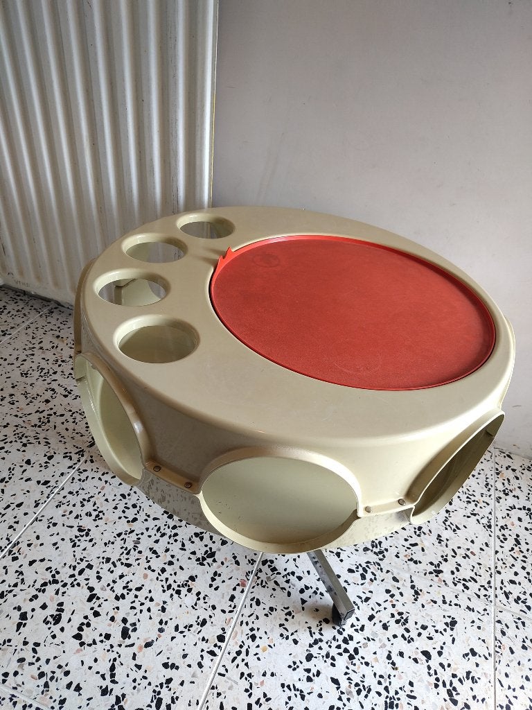 Originele Curver Rotobar bijzettafel/minibar, Kunststof, Gebruikt, Rond, 55 tot 75 cm