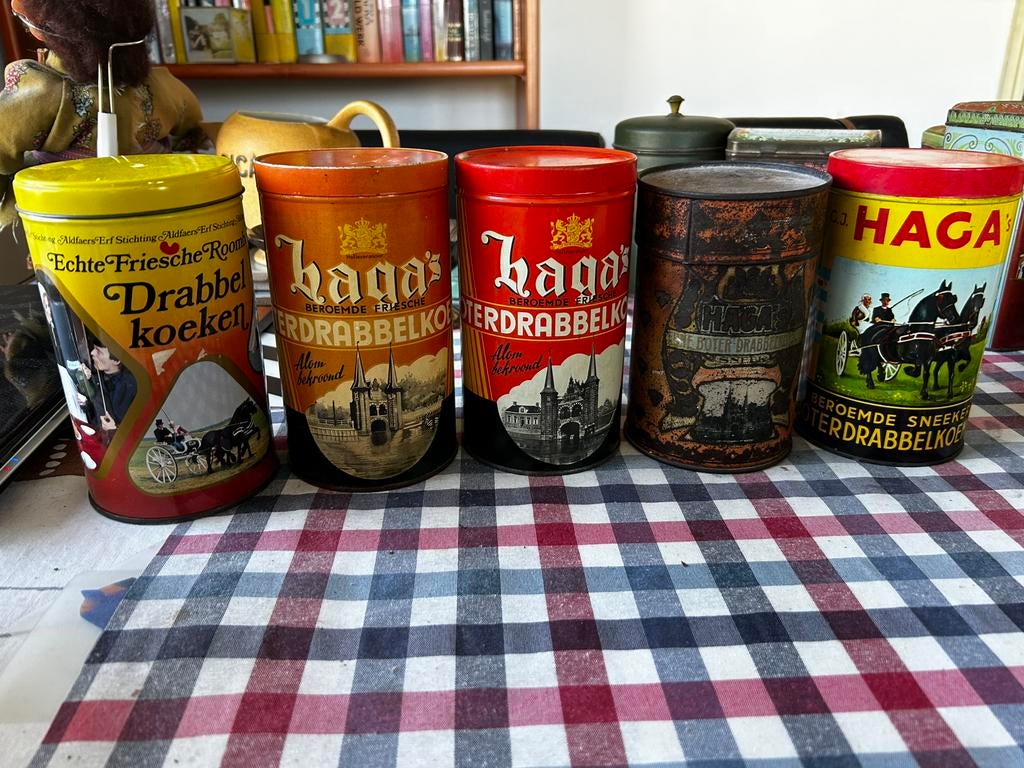 Vintage Haga boterdrabbelkoeken blikken, Ophalen of Verzenden, Zo goed als nieuw, Overige