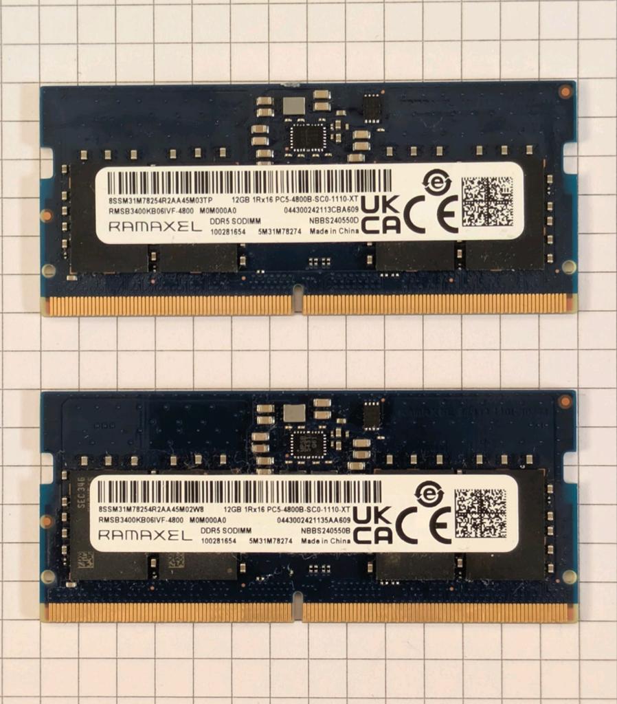 RAMAXEL 12GB DDR5 4800Mhz Sodimm, Computers en Software, RAM geheugen, Ophalen of Verzenden, Zo goed als nieuw, DDR5, Laptop