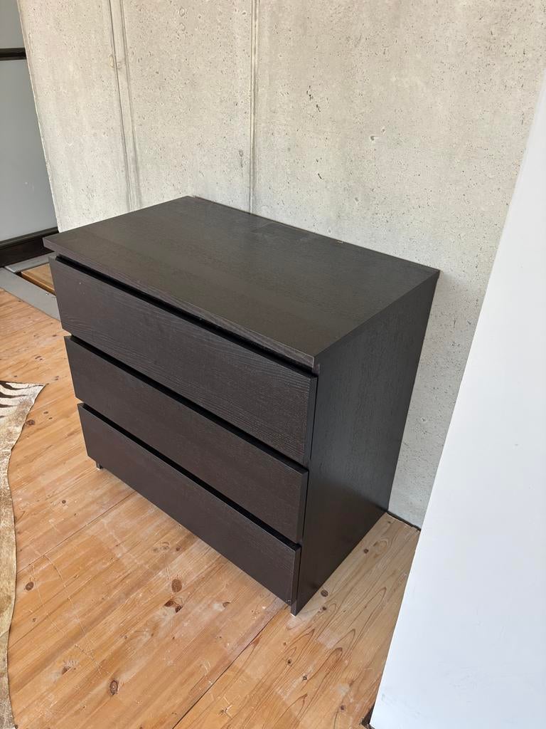 IKEA ladekast - Donkerbruin met 3 laden, Huis en Inrichting, Ophalen, Gebruikt, 50 tot 100 cm, 3 of 4 laden