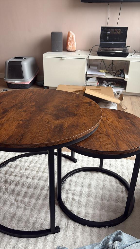 Home Heaven Salontafel Rond Bruin Hout 60 en 40cm