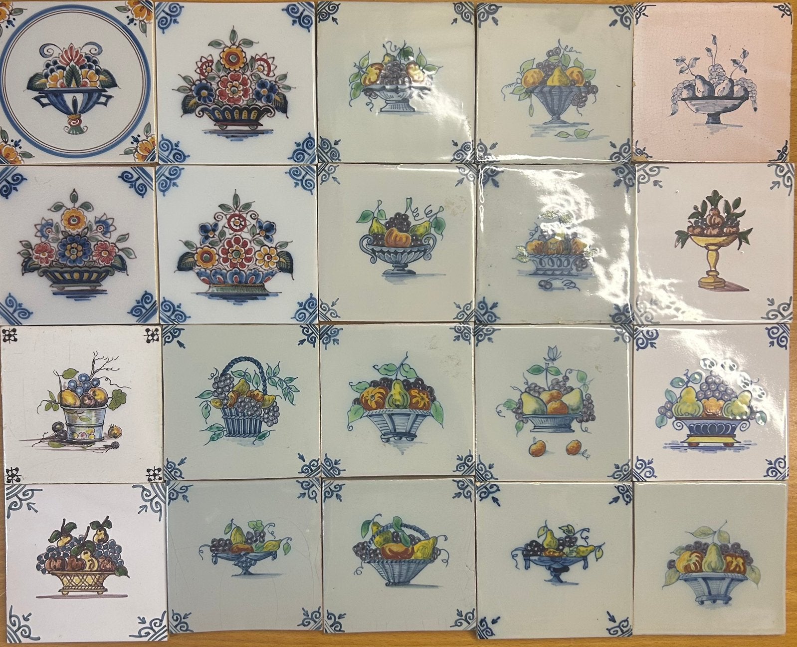 Authentieke fruitmandjes tegeltjes, Ophalen of Verzenden