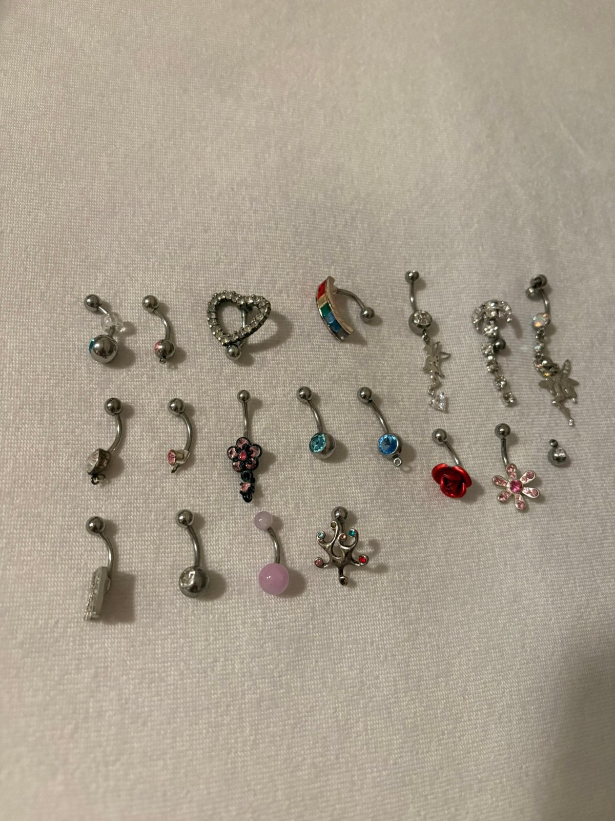 Piercings stainless steel diverse uitvoeringen, Ophalen of Verzenden, Zo goed als nieuw, Staal, Navelpiercing