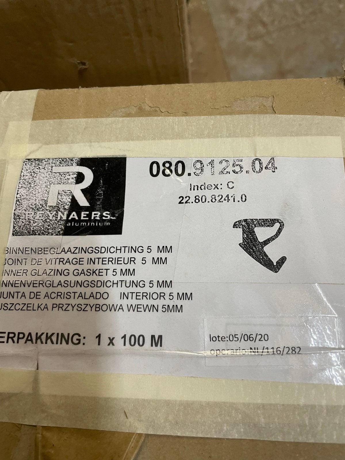 Reynaers Aluminium Binnenbeglazingsdichting 5mm - 100M, Doe-het-zelf en Verbouw, Ophalen of Verzenden, Nieuw, Overige typen, Minder dan 80 cm