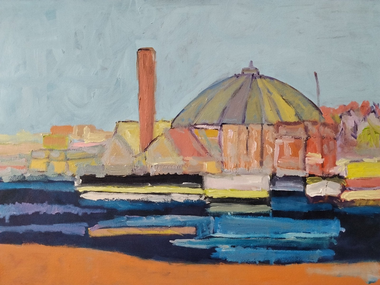 Koepel Haarlem stadsgezich impressionistisch schilderij, Antiek en Kunst, Ophalen of Verzenden