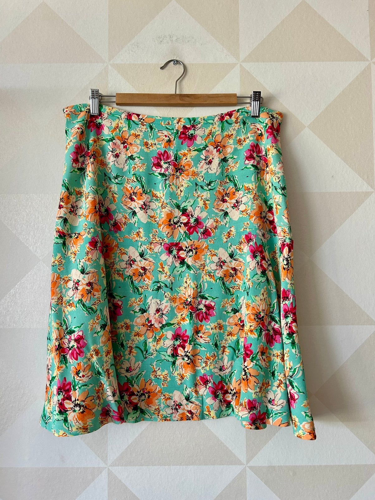 King Louie Skirt rok a-lijn groen bloem XL/42 zgan, Maat 46/48 (XL) of groter, Ophalen of Verzenden, Zo goed als nieuw, King Louie