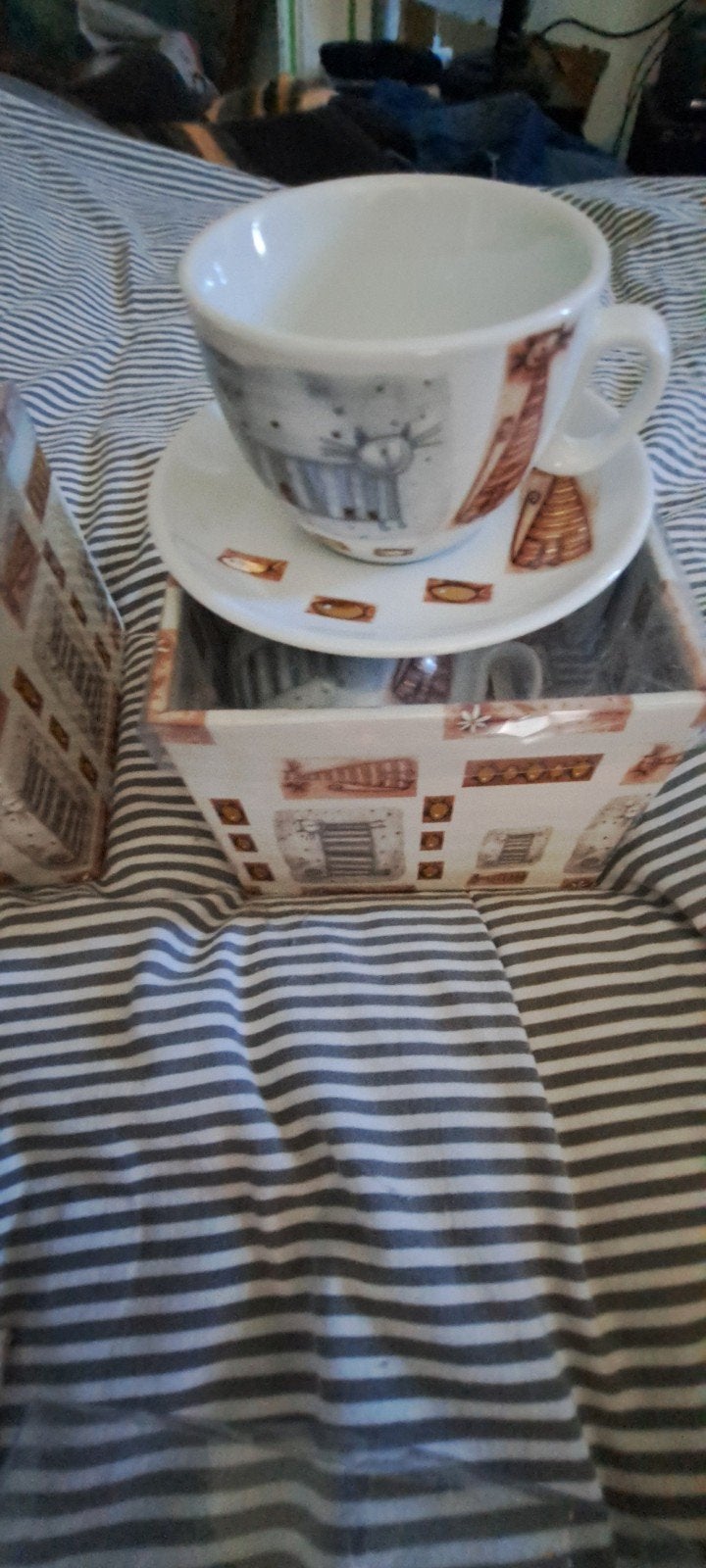 Kop en schootel cappuccino, Ophalen