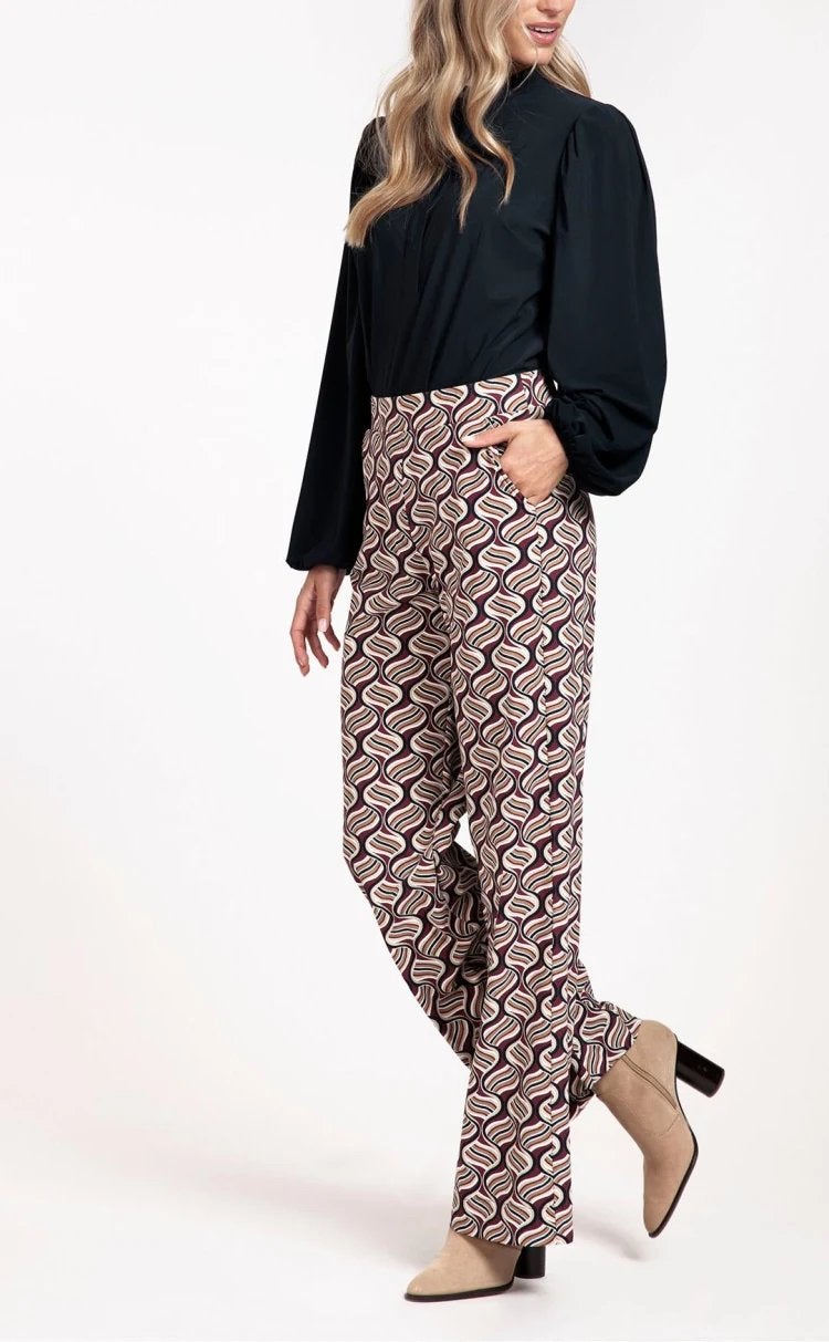 Studio anneloes marjon retro broek L bordeaux, Kleding | Dames, Broeken en Pantalons, Maat 42/44 (L), Ophalen of Verzenden, Zo goed als nieuw
