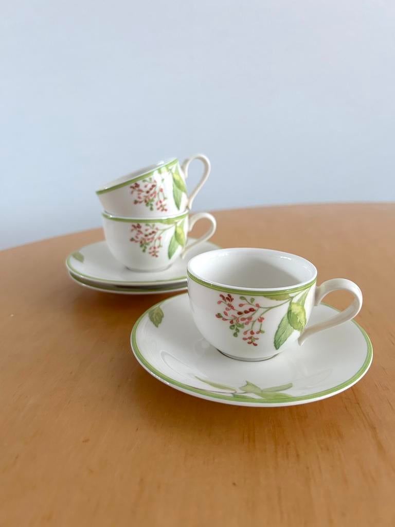 Villeroy & Boch Green Garland mokkakopjes met schotels., Ophalen of Verzenden, Zo goed als nieuw, Porselein, Kop en/of schotel