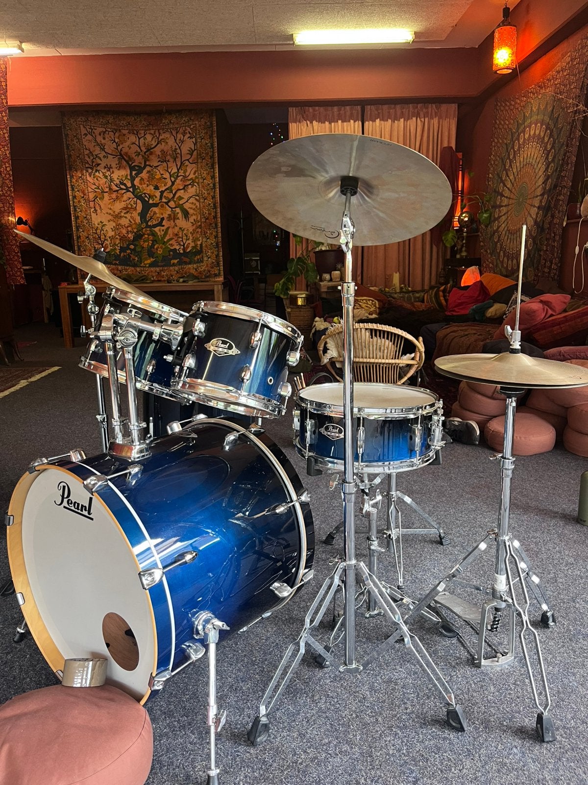 PEARL Export Blue Fade Drumstel, Muziek en Instrumenten, Drumstellen en Slagwerk, Ophalen, Zo goed als nieuw, Pearl