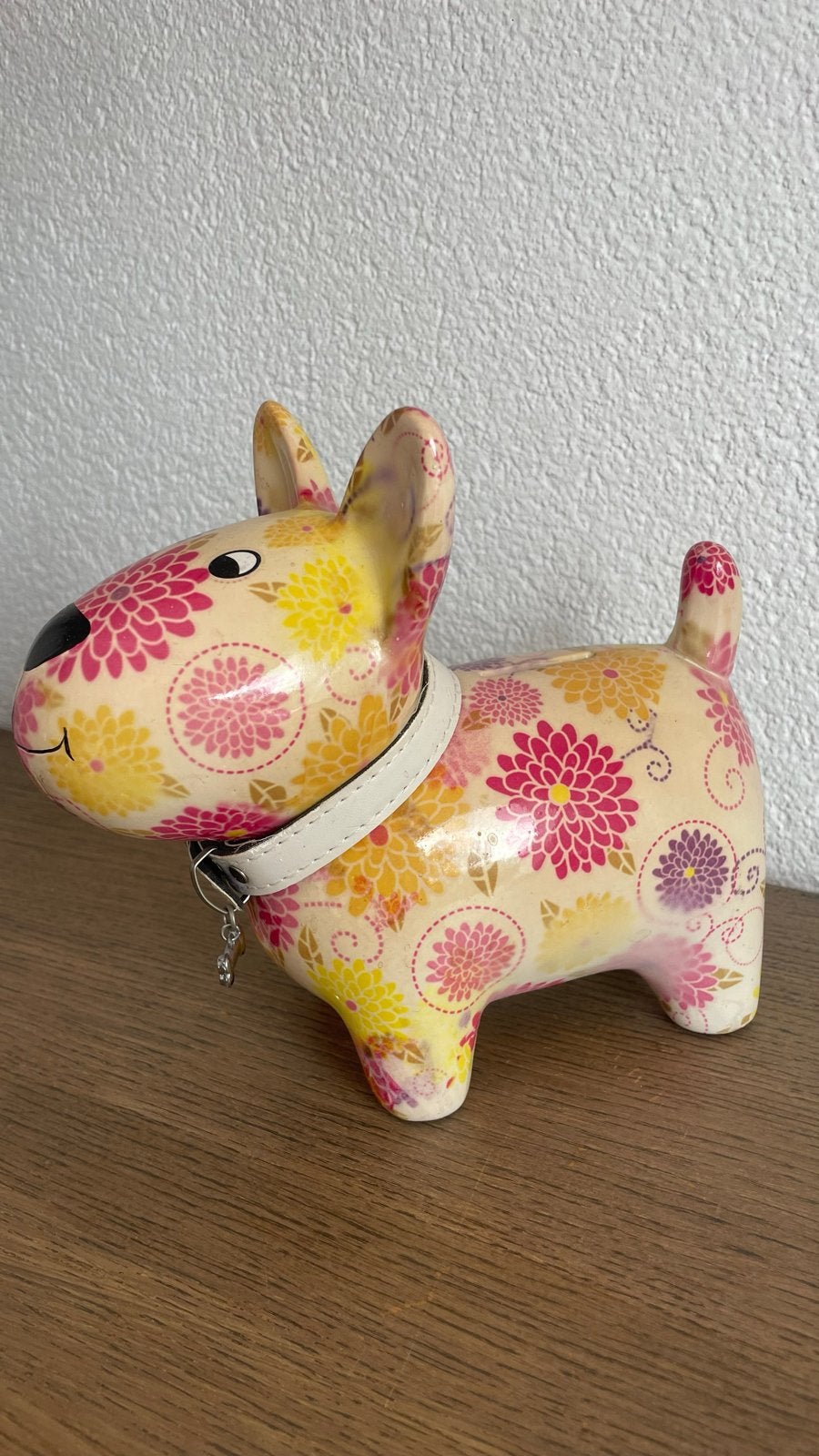 Pomme Pidou Spaarpot Hond - Fleurige Bulldog, Ophalen of Verzenden, Gebruikt, Steen, Aardewerk of Keramiek, Dier