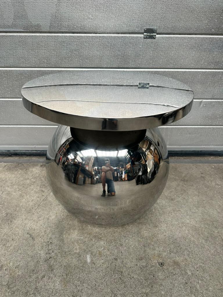 Casa Padrino Art Deco bijzettafel chroom, Minder dan 55 cm, Gebruikt, Metaal of Aluminium, Rond