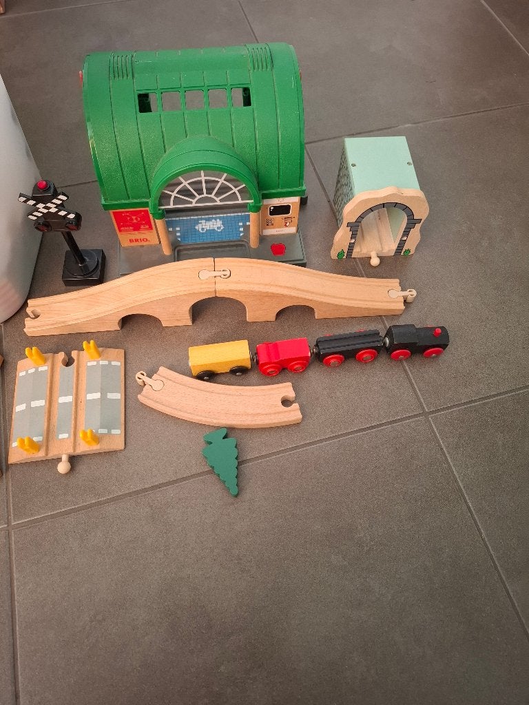 Houten treinset, Ophalen of Verzenden, Gebruikt, Duw- of Trekspeelgoed